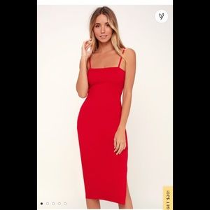 Lulus midi Red Bodycon Dress